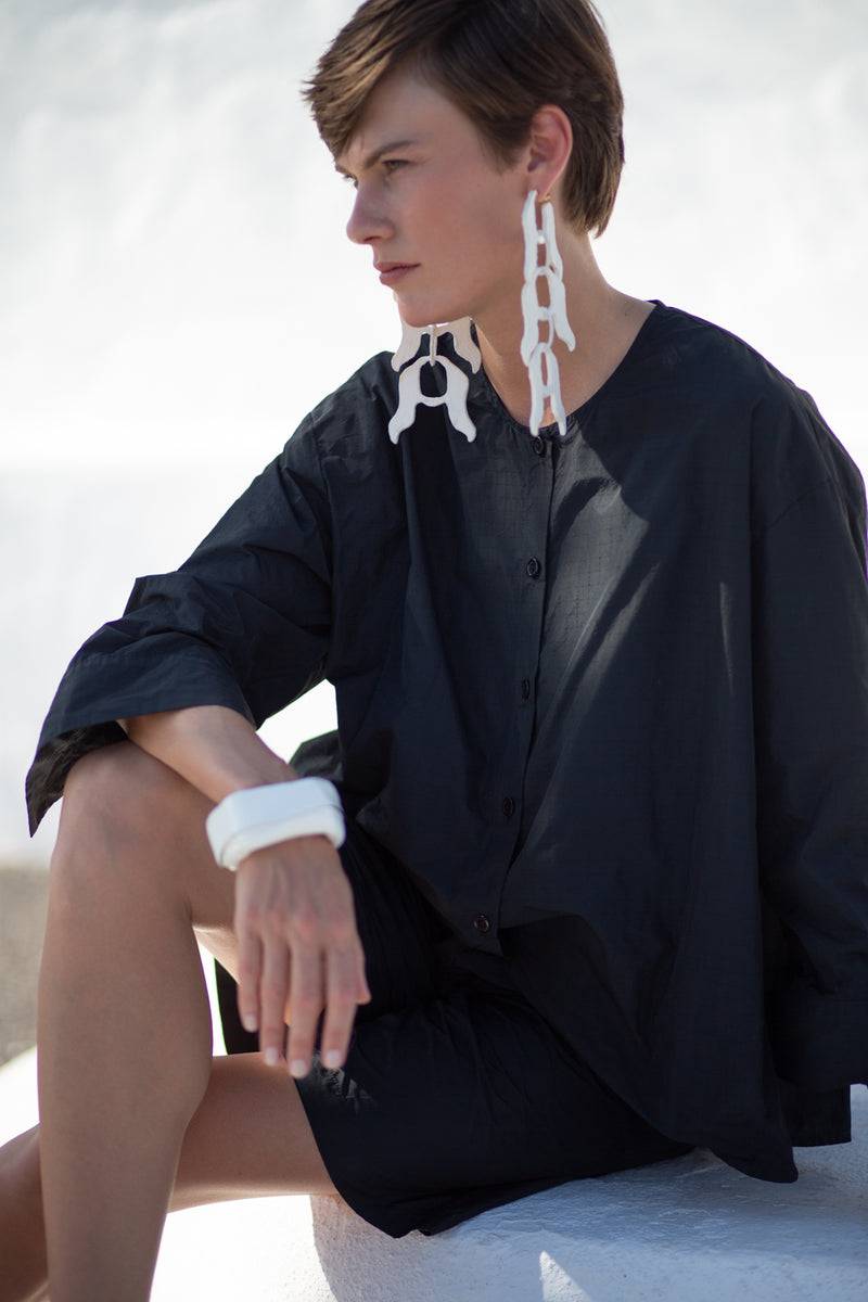 Katharina Hovman Big Blouse Short RIBSTOP, black Sonderangebote
