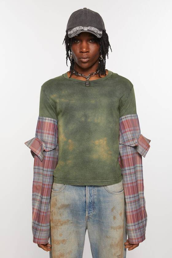 Acne Studios T-Shirt mit Flanellärmeln Räumungsverkauf