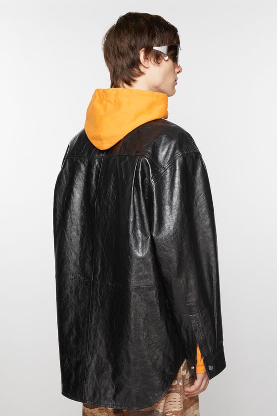 Acne Studios Hemdjacke aus Leder Günstiger Verkauf