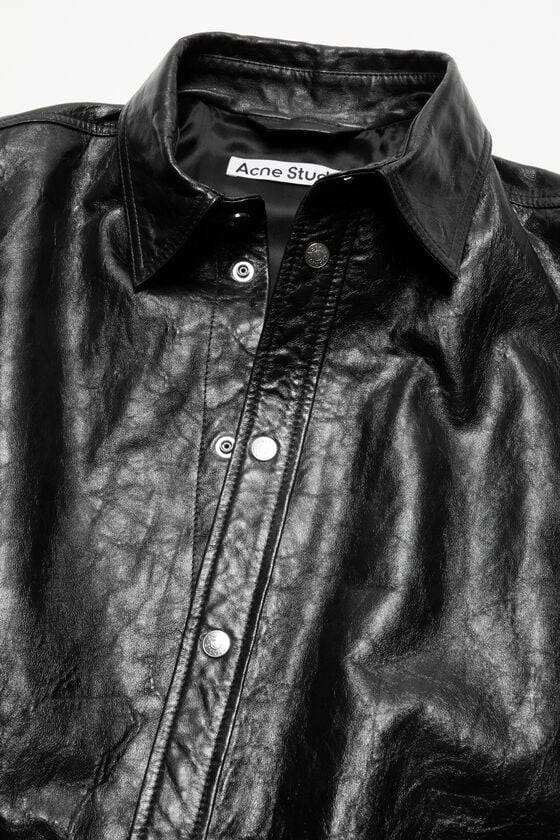 Acne Studios Hemdjacke aus Leder Günstiger Verkauf