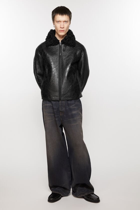 Acne Studios Lederjacke mit Shearling Online Shopping