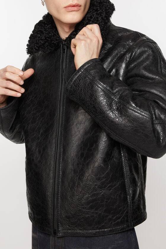 Acne Studios Lederjacke mit Shearling Online Shopping