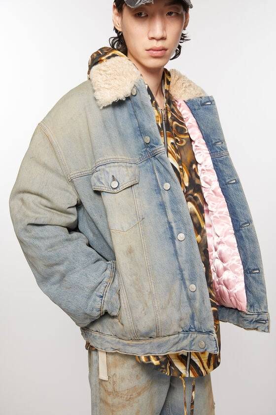 Acne Studios Jacke mit Jeanspelzbesatz - Oversize-Passform Weihnachtsangebot