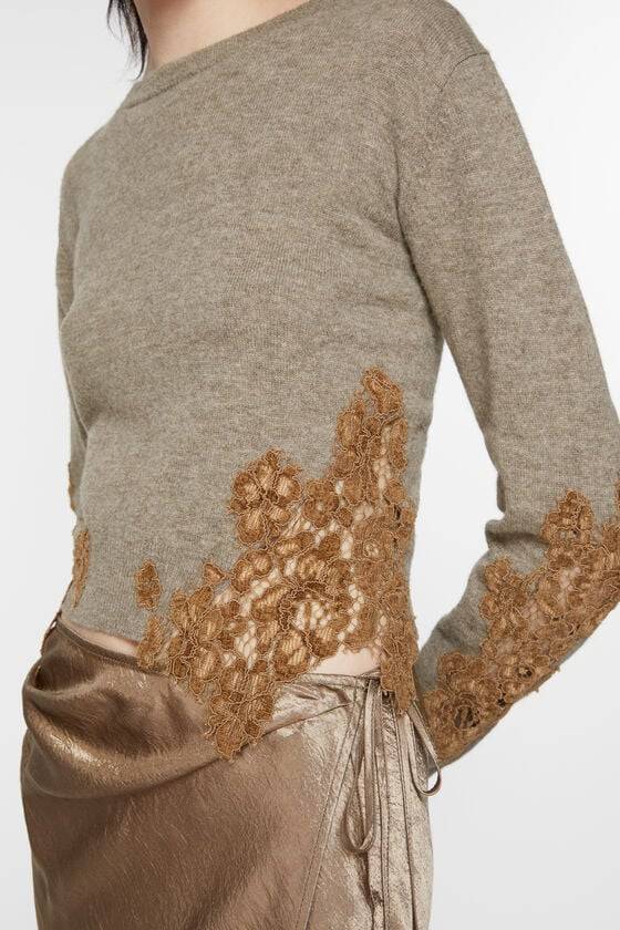 Acne Studios Wollpullover mit Spitzenbesatz Muttertagsangebot