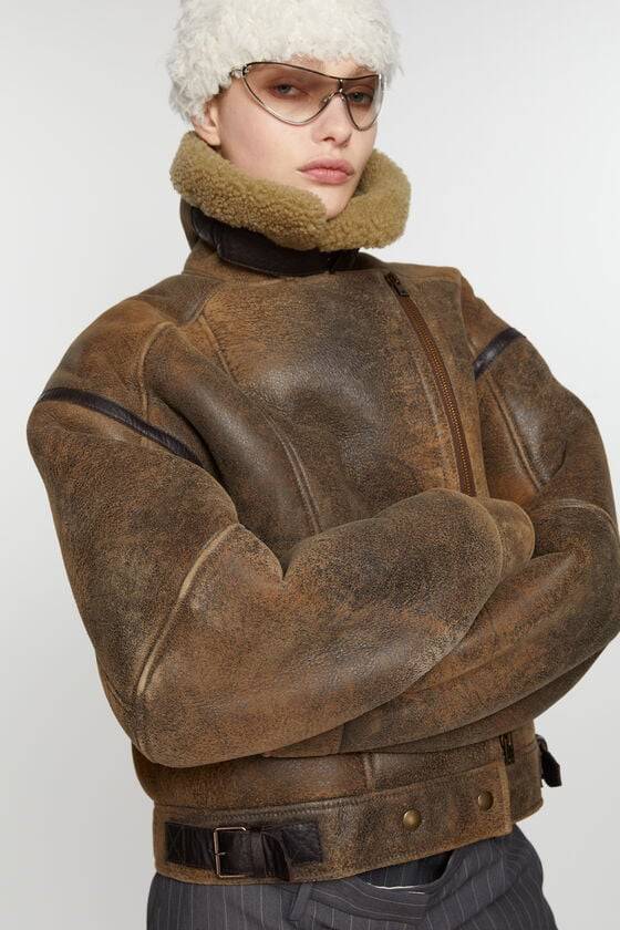 Acne Studios Lederjacke mit Shearling Nur noch ein Tag übrig