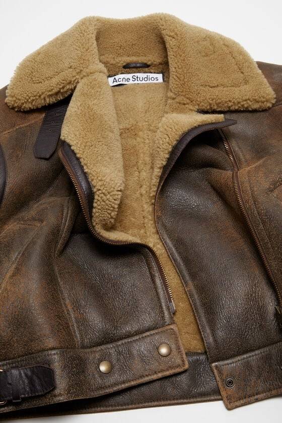 Acne Studios Lederjacke mit Shearling Nur noch ein Tag übrig