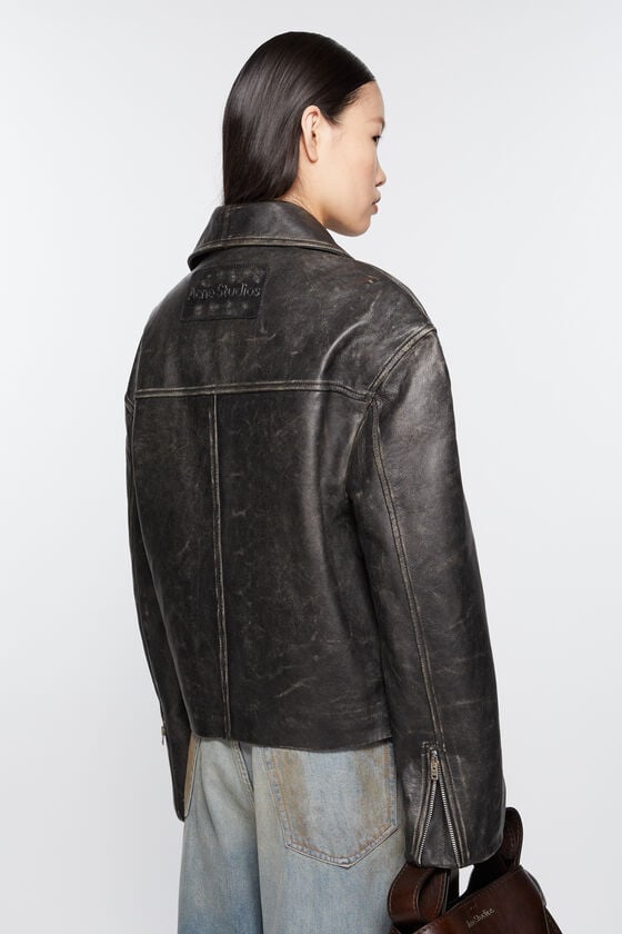 Acne Studios Bikerjacke aus geschliffenem Leder Rabatt