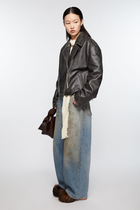 Acne Studios Bikerjacke aus geschliffenem Leder Rabatt