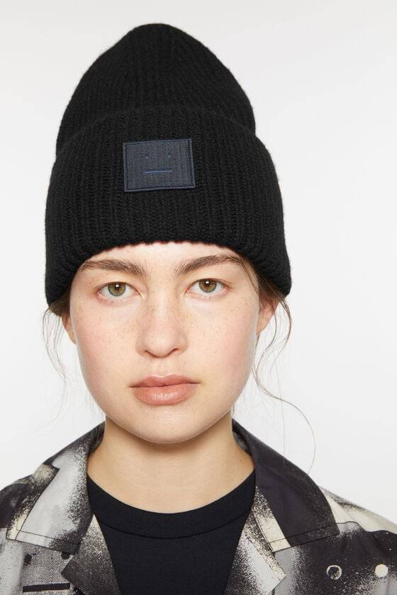 Acne Studios Mütze mit großem Face-Logo 50% Rabatt für begrenzte Zeit