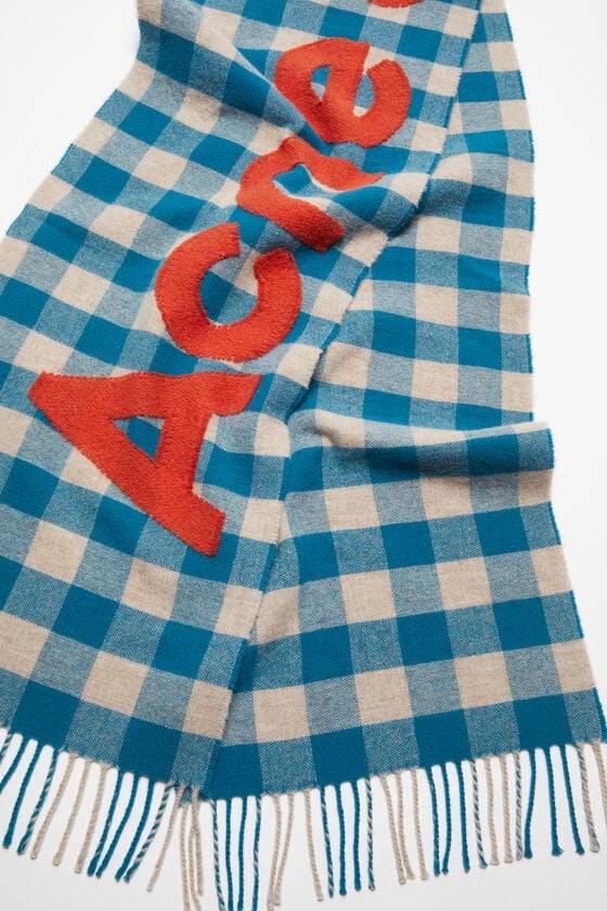 Acne Studios Karierter Logo-Schal Meist gekauft