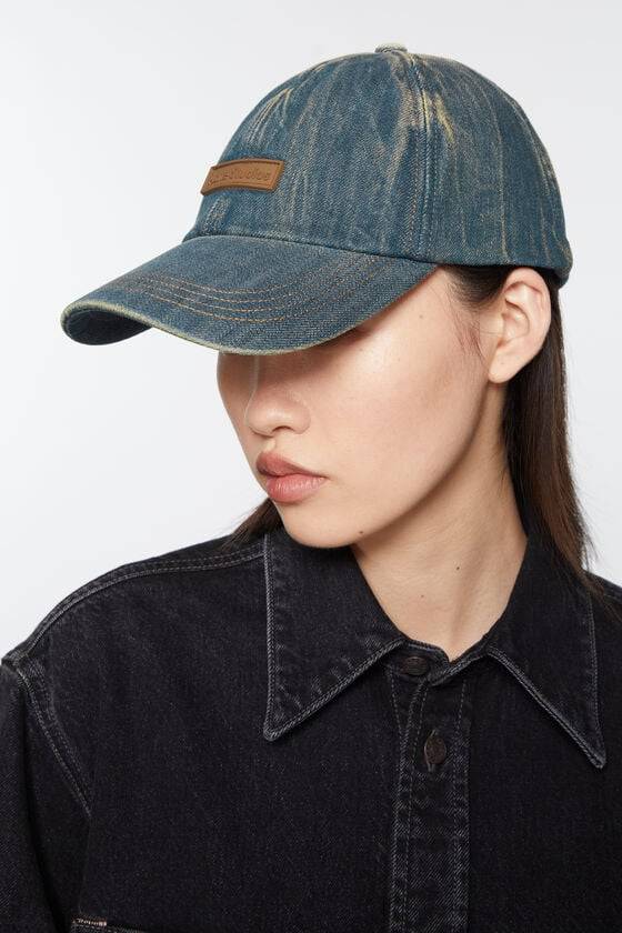 Acne Studios Kappe mit Denim-Logo Kostenloser Versand