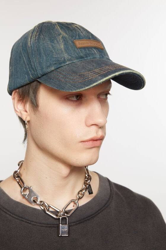 Acne Studios Kappe mit Denim-Logo Kostenloser Versand