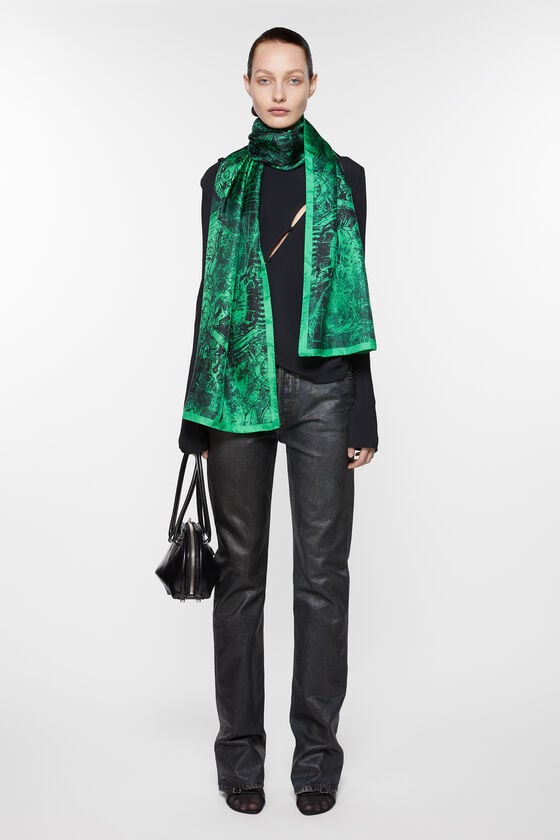Acne Studios Printed silk scarf Laufsteg-Show Top Angebot