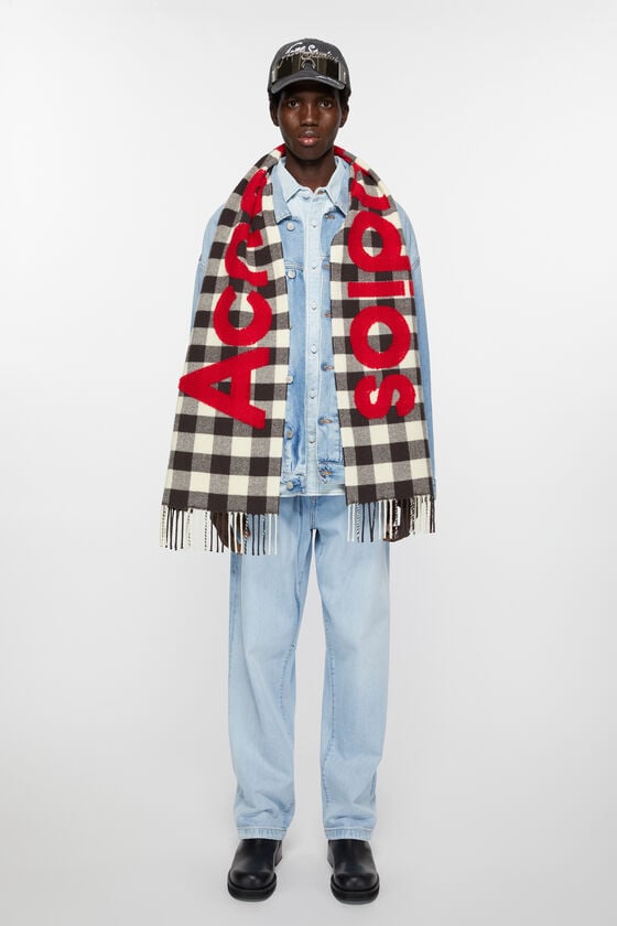 Acne Studios Karierter Logo-Schal Zeitbegrenzte Promotion