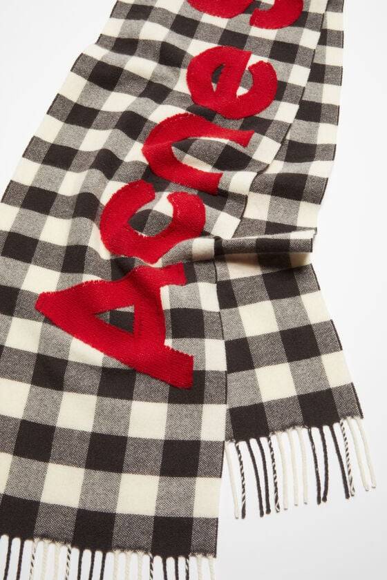Acne Studios Karierter Logo-Schal Zeitbegrenzte Promotion