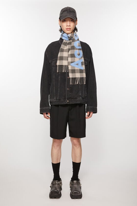 Acne Studios Karo-Schal mit Logo - Schmal Versandkostenfrei