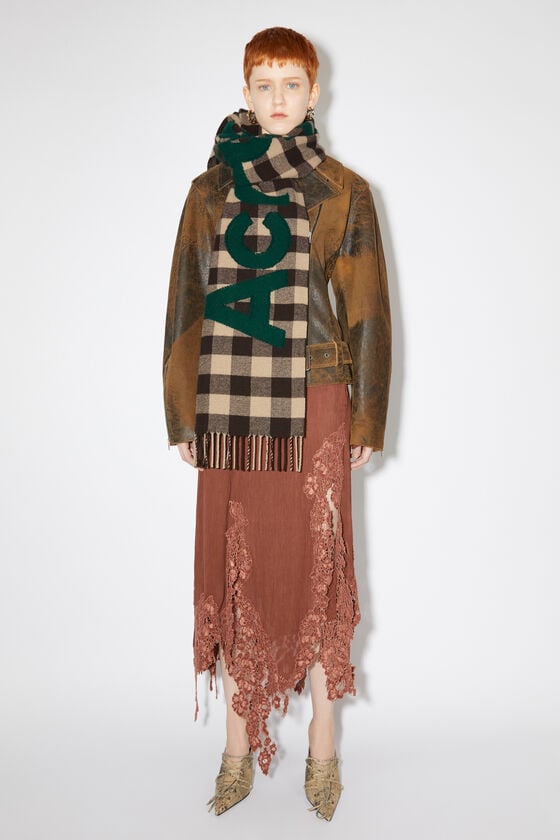 Acne Studios Karierter Logo-Schal Online Shopping