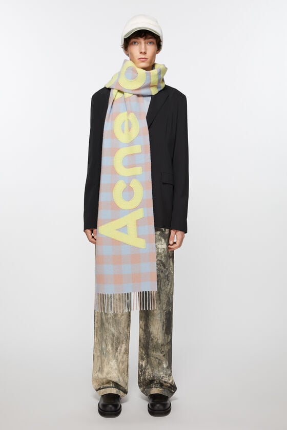 Acne Studios Karierter Schal mit Logo Sonderangebot der Fabrik