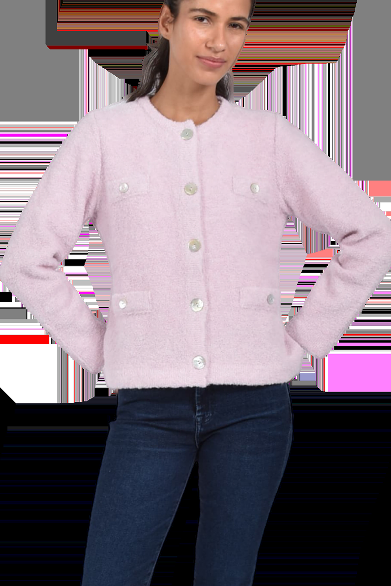 Pierre Claire Exquisite Bouclé-Strickjacke mit Rundhalsausschnitt von Pierre Claire Fabrikladen