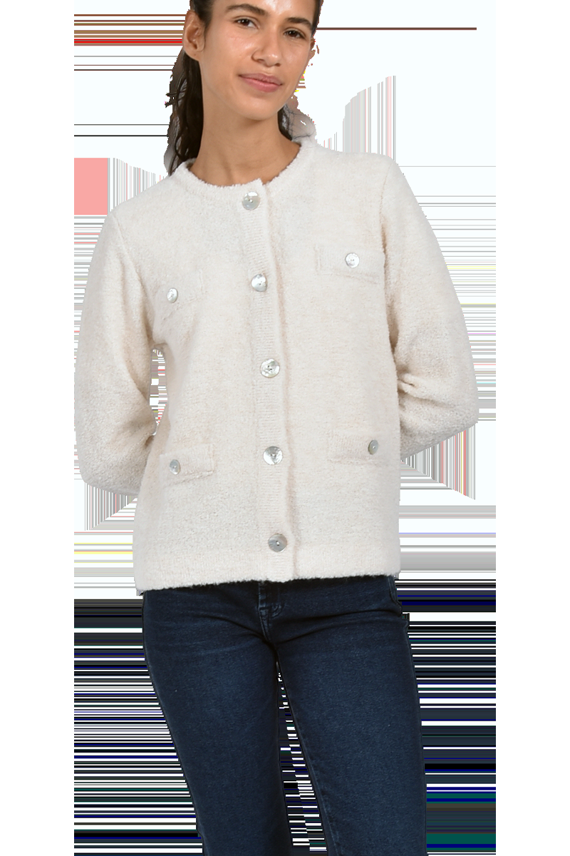 Pierre Claire Exquisite Bouclé-Strickjacke mit Rundhalsausschnitt von Pierre Claire Begrenzt auf 3 Tage