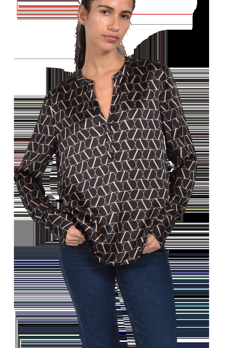 INSIEME Seidenbluse mit V-Ausschnitt und "I" Logo-Druck von INSIEME Weihnachtsangebot