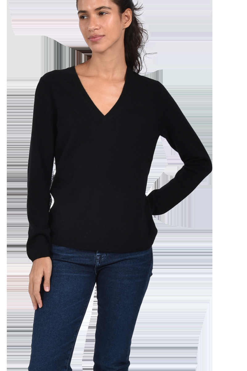 INSIEME Klassischer V-Ausschnitt-Pullover aus 100% Cashmere mit Maschendetail im Rücken von INSIEME Versandkostenfrei