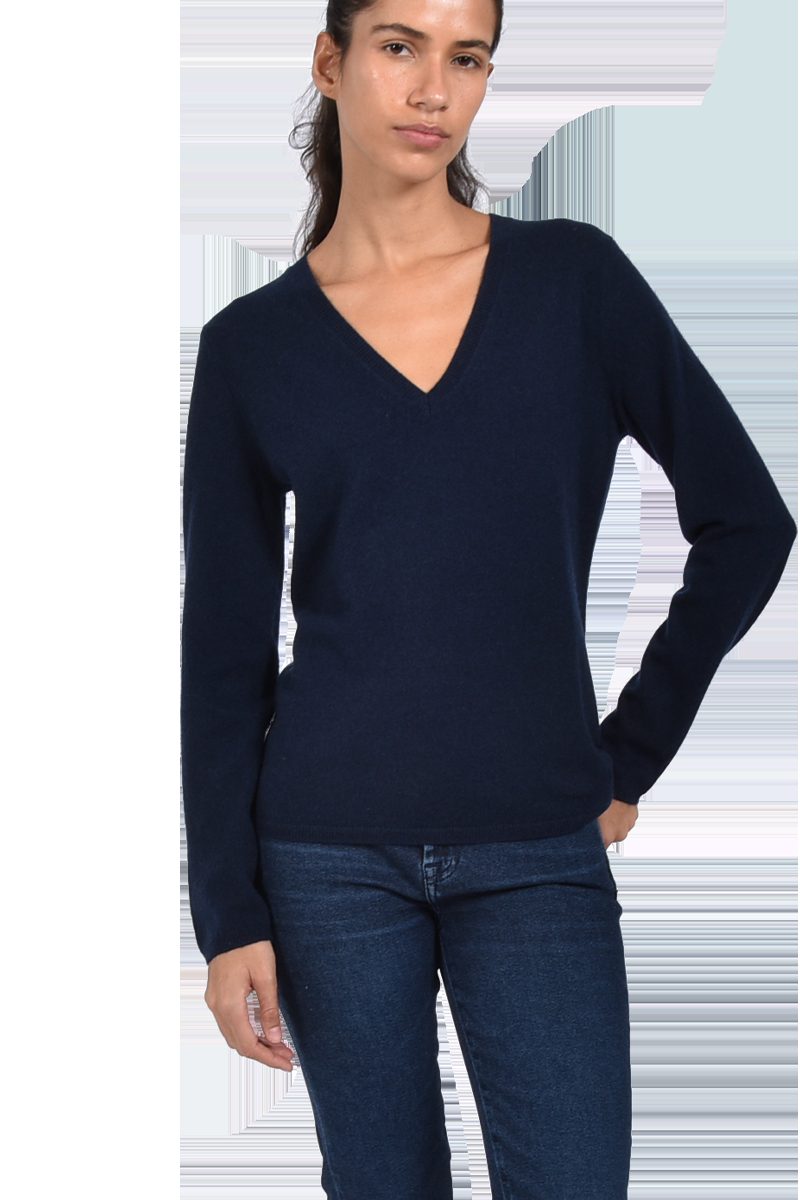 INSIEME Klassischer V-Ausschnitt-Pullover aus 100% Cashmere mit Maschendetail im Rücken von INSIEME Großer Ausverkauf