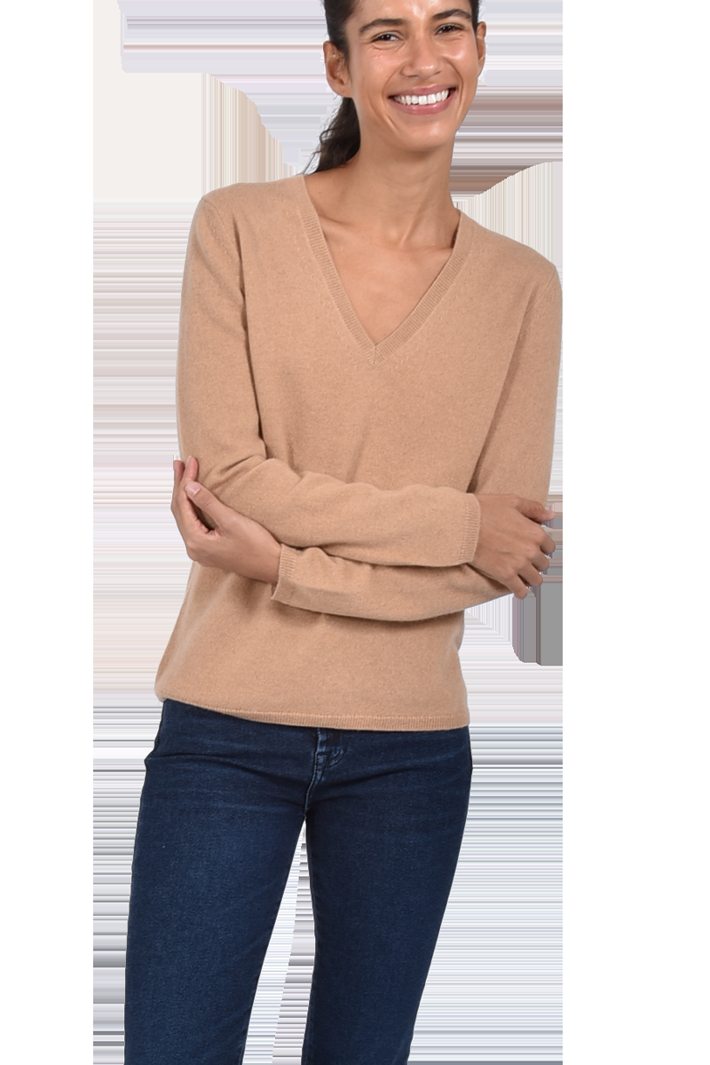 INSIEME Klassischer V-Ausschnitt-Pullover aus 100% Cashmere mit Maschendetail im Rücken von INSIEME Begrenztes Angebot