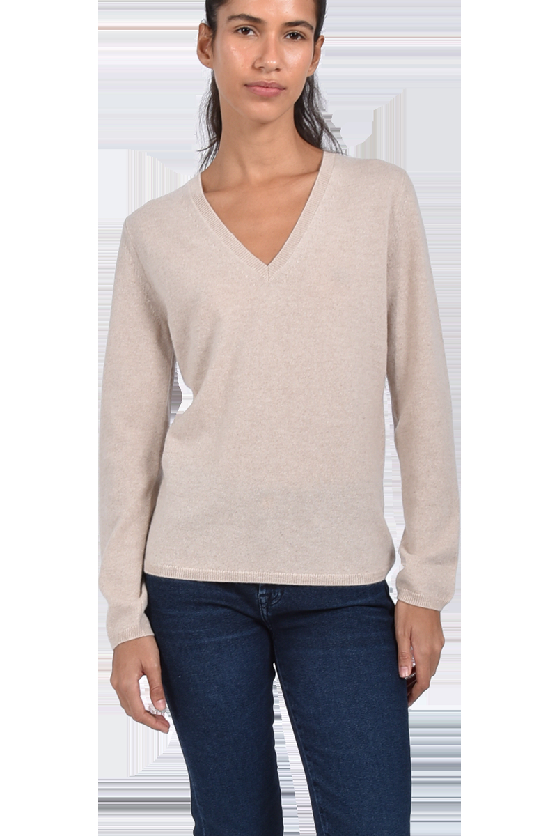 INSIEME Klassischer V-Ausschnitt-Pullover aus 100% Cashmere mit Maschendetail im Rücken von INSIEME Online Shopping