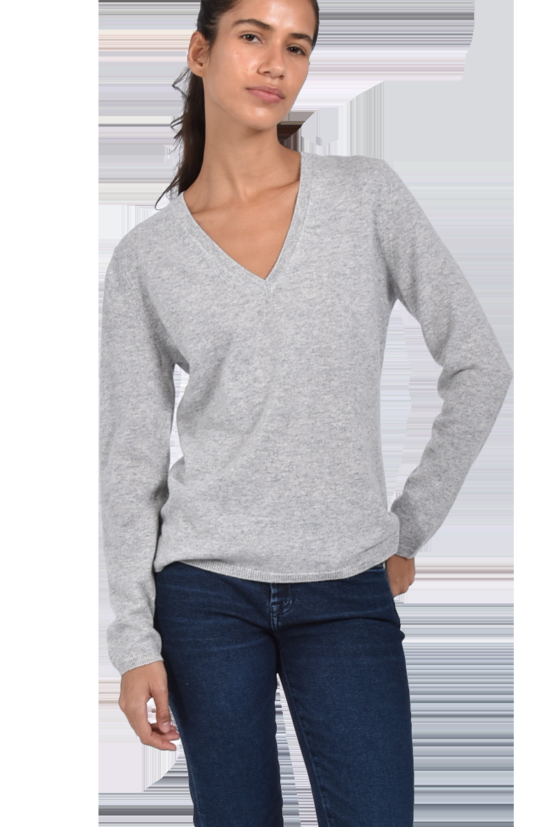 INSIEME Klassischer V-Ausschnitt-Pullover aus 100% Cashmere mit Maschendetail im Rücken von INSIEME Exklusivangebot