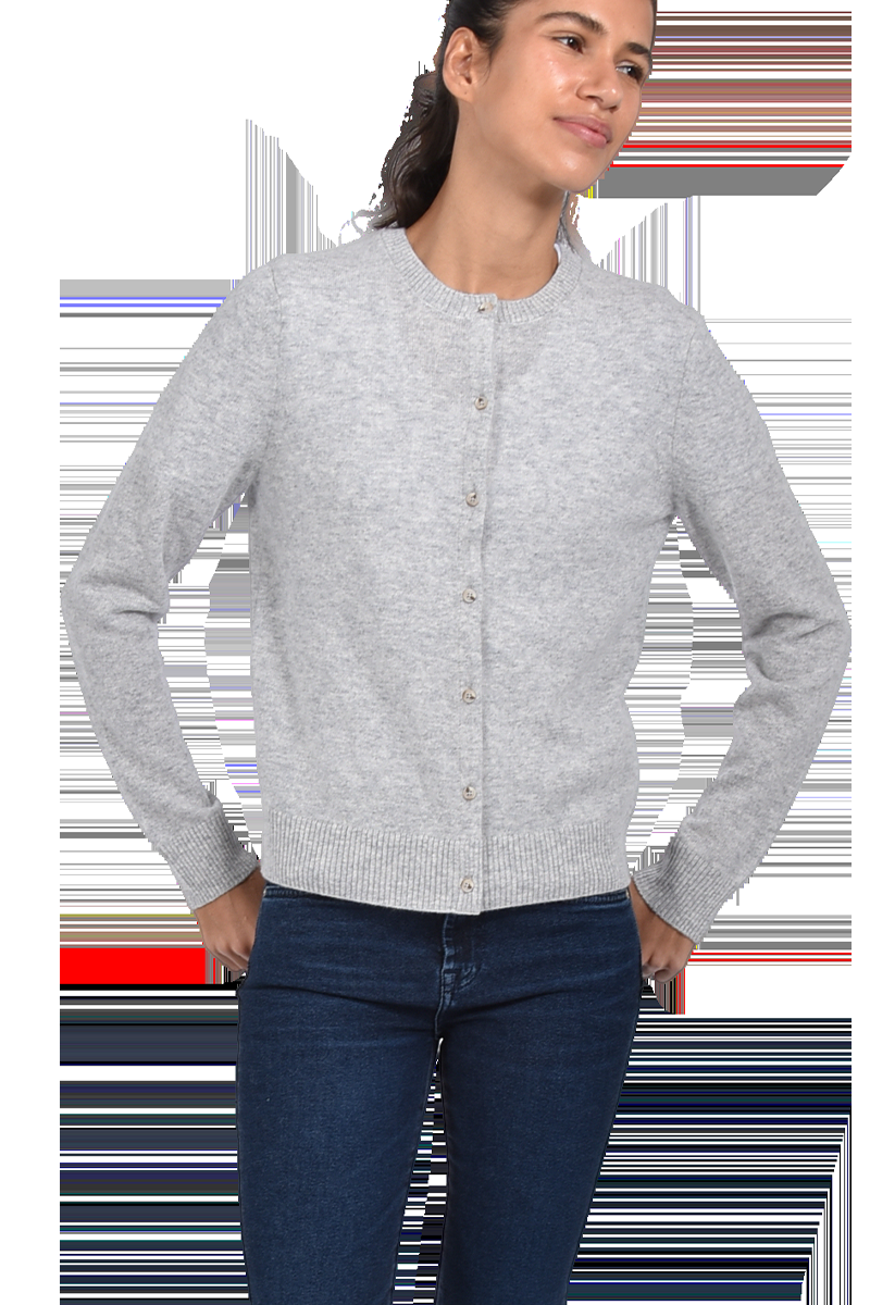 INSIEME Klassische Rundhalsjacke aus 100% Kaschmir mit breitem Bund und senkrechtem Maschendetail im Rücken von INSIEME Saisonschlussverkauf