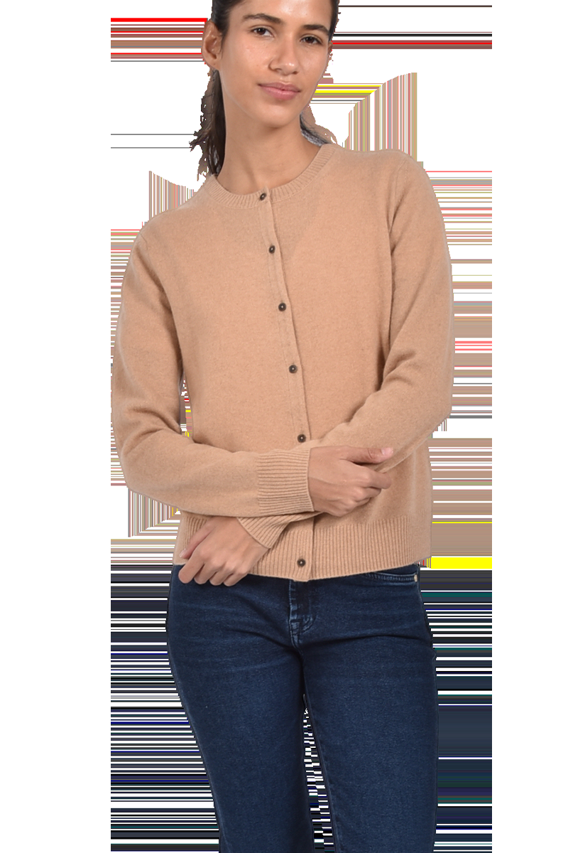 INSIEME Klassische Rundhalsjacke aus 100% Kaschmir mit breitem Bund und senkrechtem Maschendetail im Rücken von INSIEME Black Friday