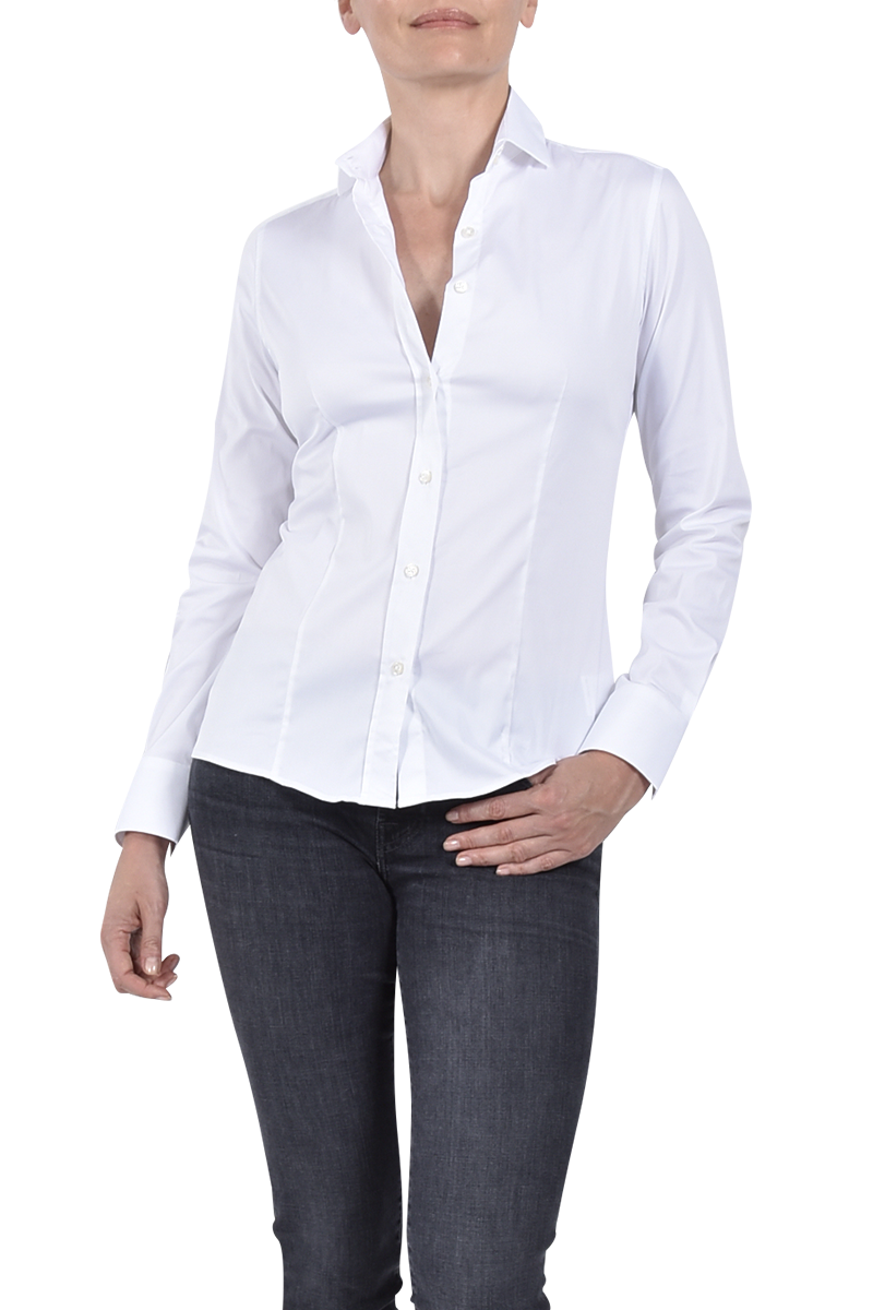 Soluzione Baumwollbluse mit Abnähern von SOLUZIONE Fabrik Onlineshop