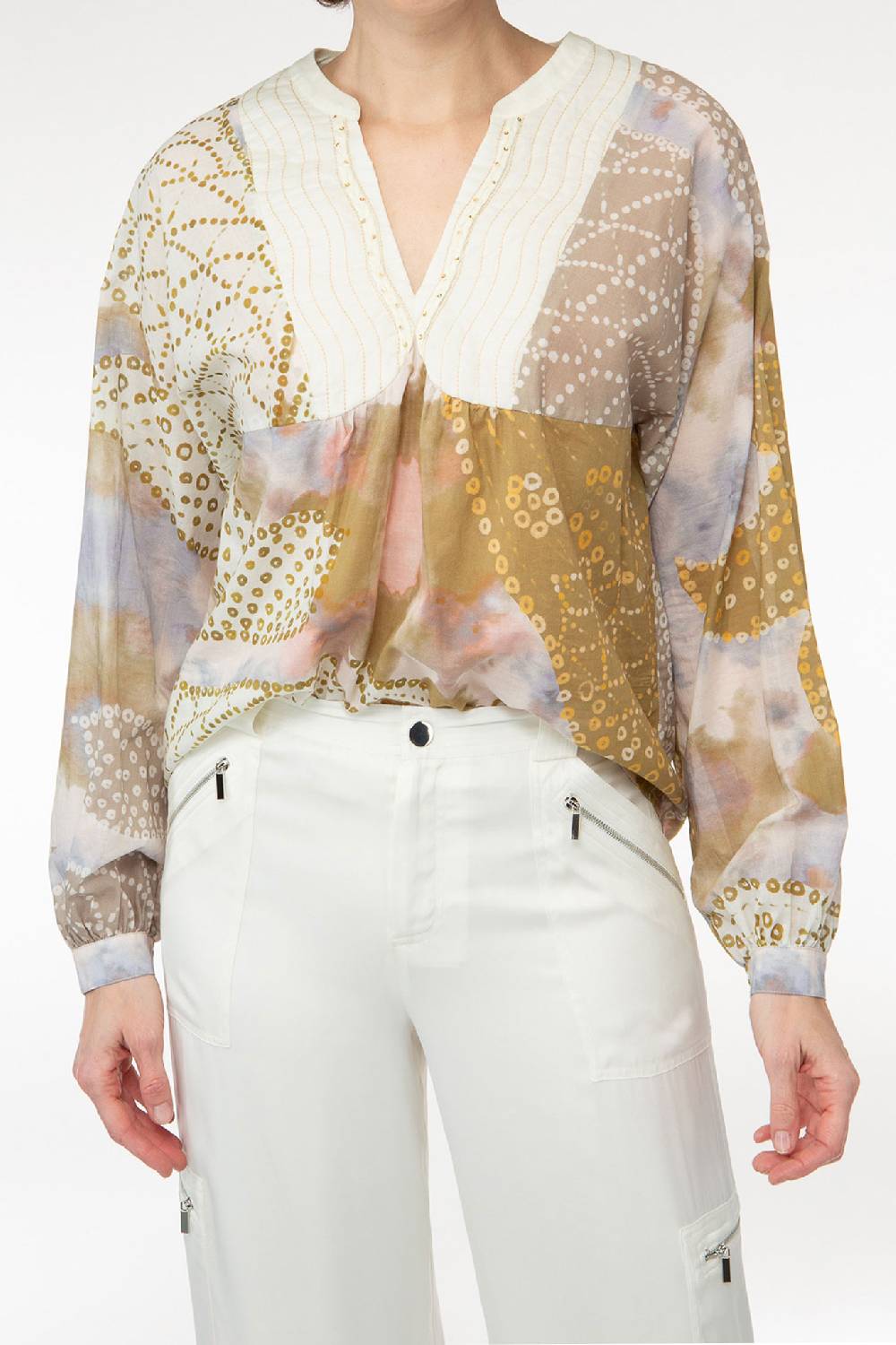 ﻿IVI GmbH RAINBOW FISH Baumwollbluse mit Zierstick Saisonschlussverkauf