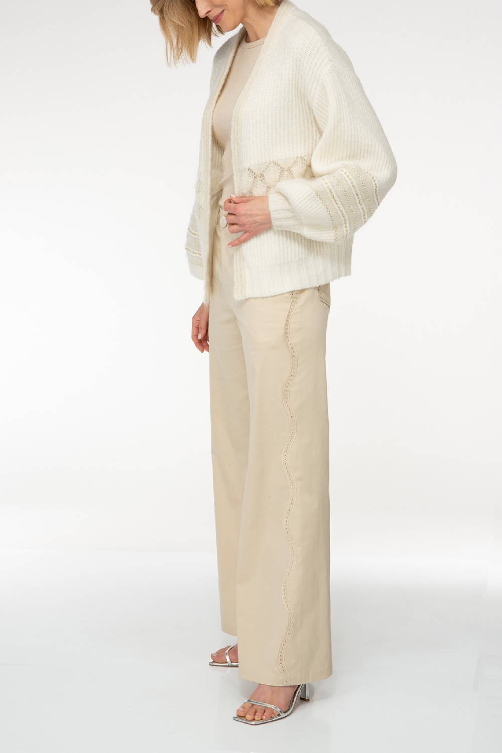 IVI GmbH SOLID KNIT Cardigan mit Zier-Crochet weiß Cyber Monday
