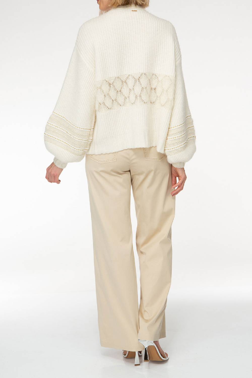 IVI GmbH SOLID KNIT Cardigan mit Zier-Crochet weiß Cyber Monday