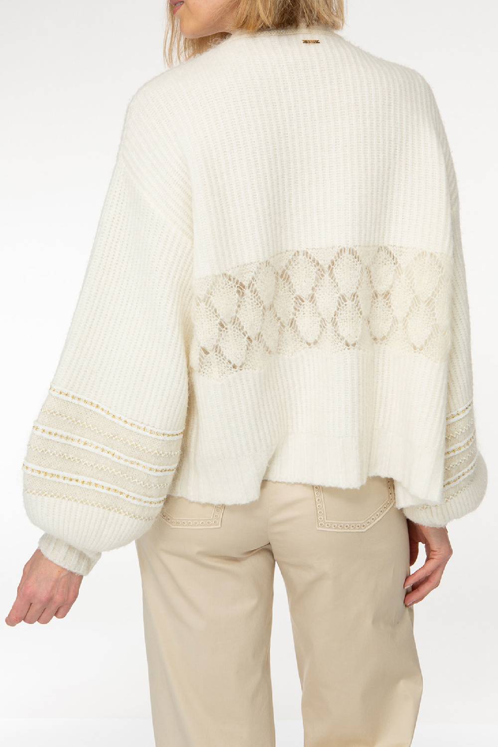IVI GmbH SOLID KNIT Cardigan mit Zier-Crochet weiß Cyber Monday