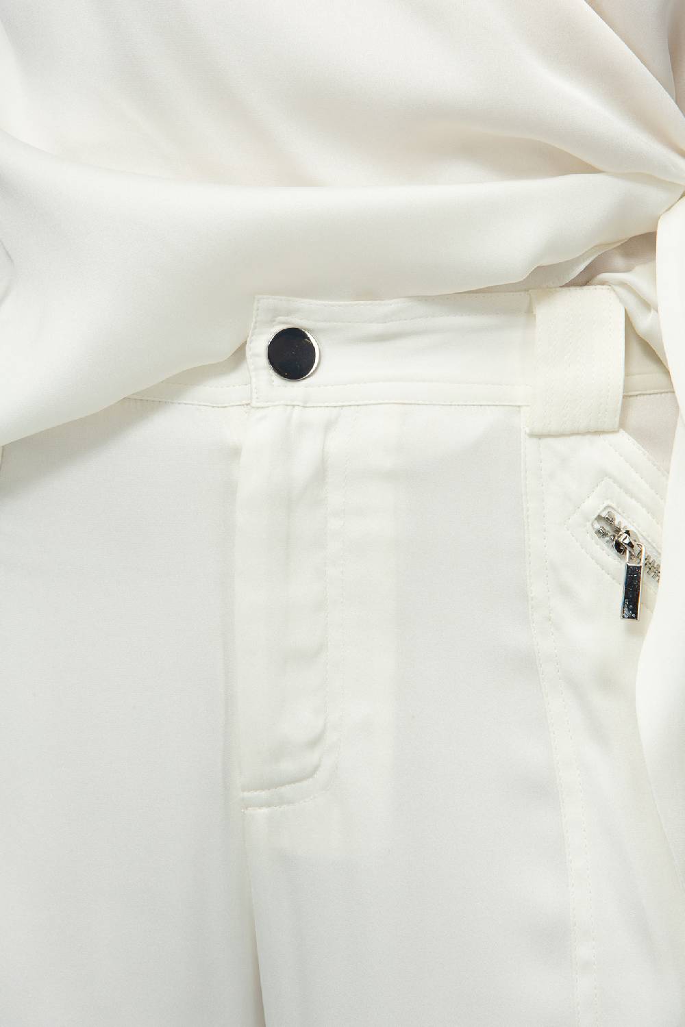IVI GmbH SOLID SILK Seidenhose mit Cargo-Details weiß Weihnachtsangebot
