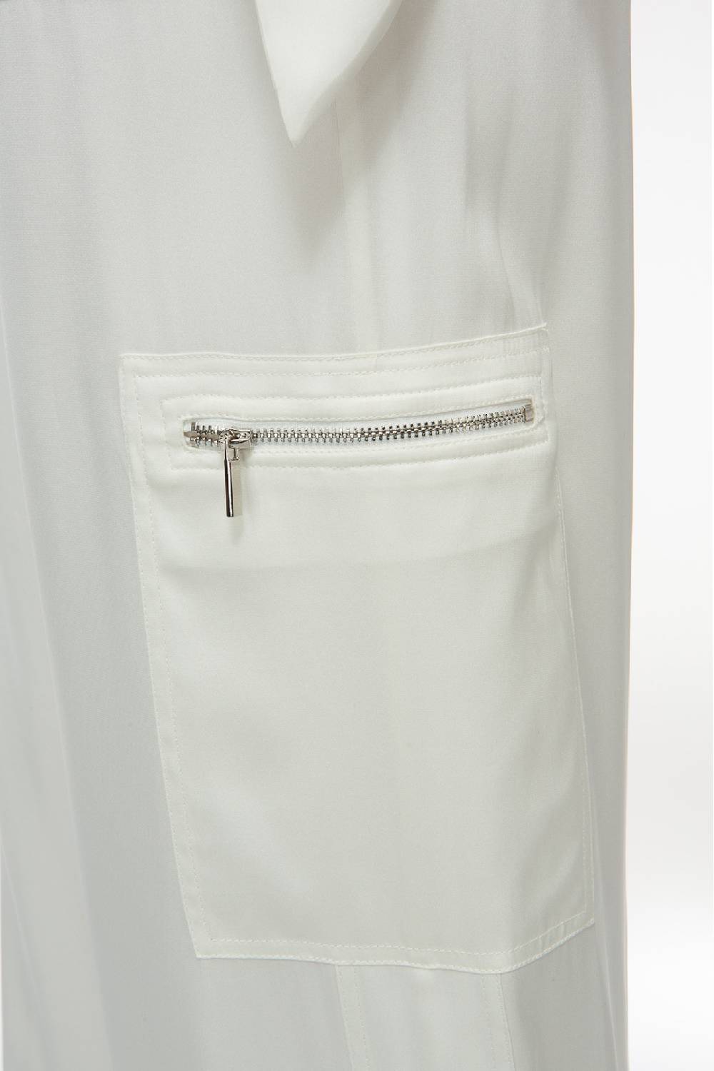 IVI GmbH SOLID SILK Seidenhose mit Cargo-Details weiß Weihnachtsangebot