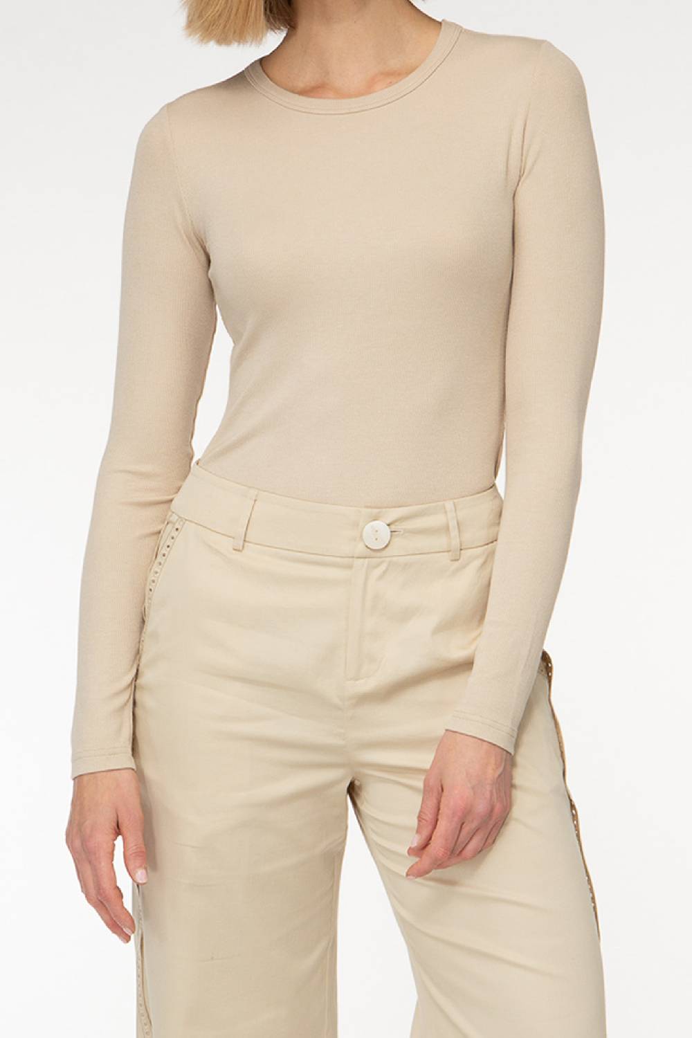 IVI GmbH ESSENTIAL Langarmshirt mit hohem Rundhalsausschnitt taupe Vatertagsangebot