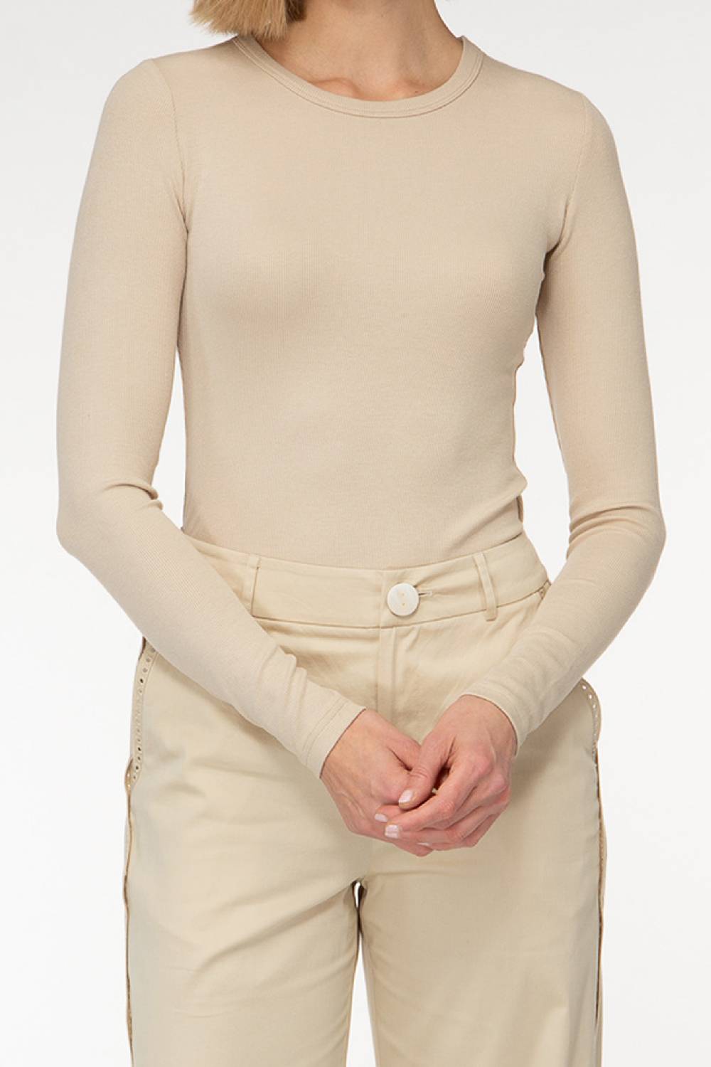 IVI GmbH ESSENTIAL Langarmshirt mit hohem Rundhalsausschnitt taupe Vatertagsangebot