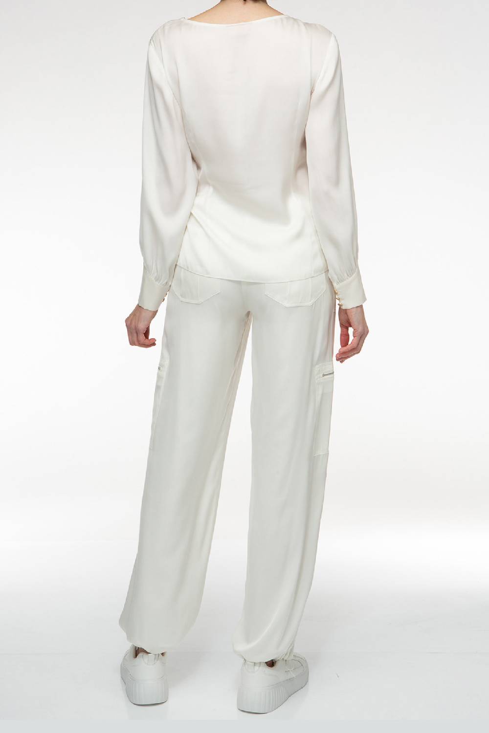 IVI GmbH SOLID SILK Seidenbluse mit Cut-Out Detail weiß Neueste Mode