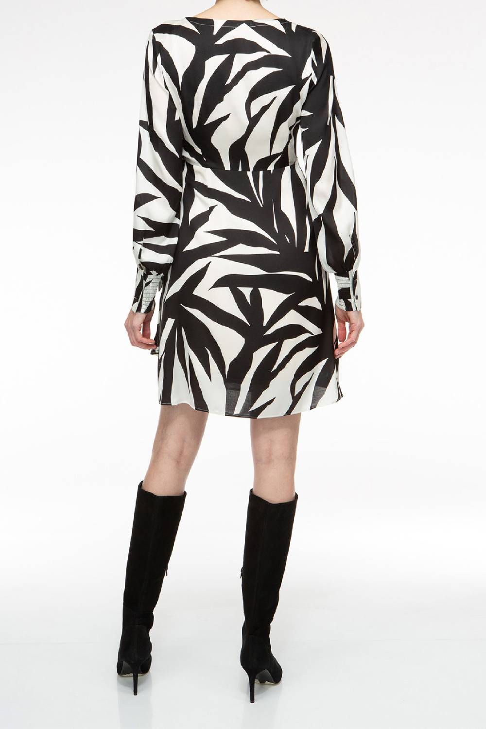 IVI GmbH PALM LEAF BLACK Kurzes Wickelkleid aus Seide Neuheiten
