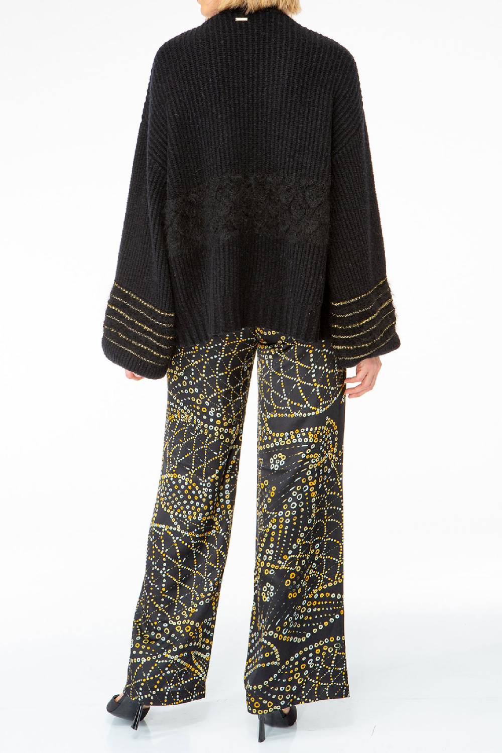 IVI GmbH SOLID KNIT Cardigan mit Zier-Crochet schwarz Räumungsverkauf