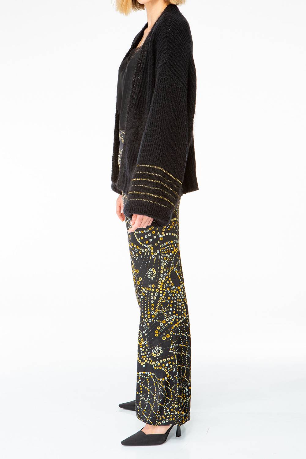 IVI GmbH SOLID KNIT Cardigan mit Zier-Crochet schwarz Räumungsverkauf