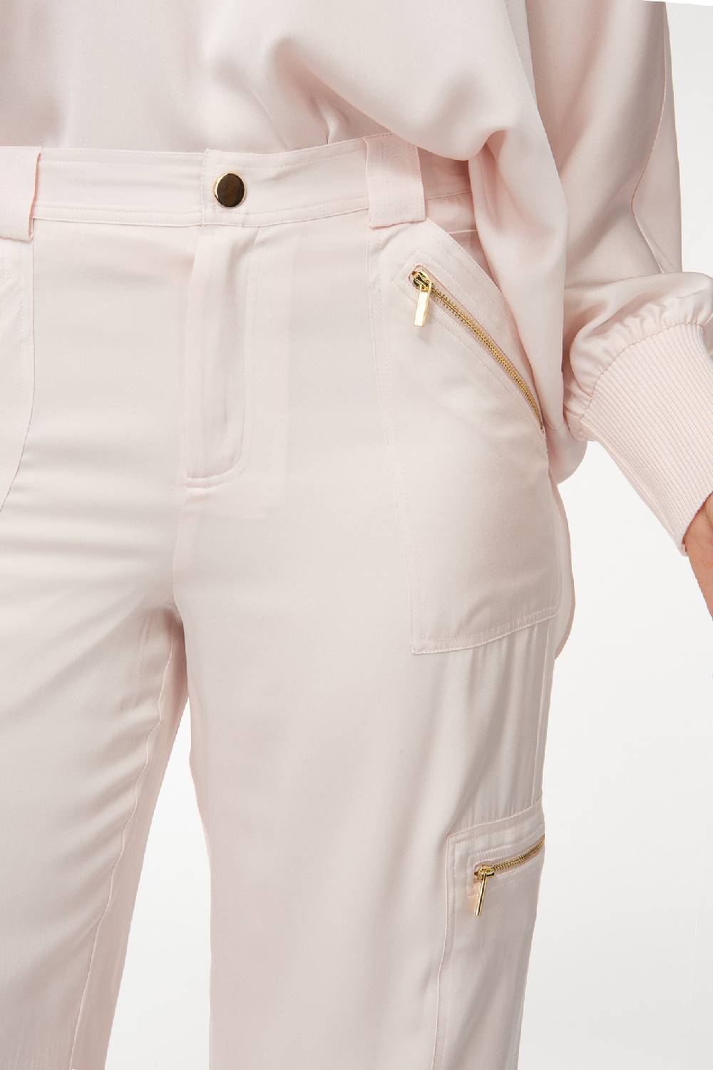 IVI GmbH SOLID SILK Seidenhose mit Cargo-Details rosé Tiefpreis
