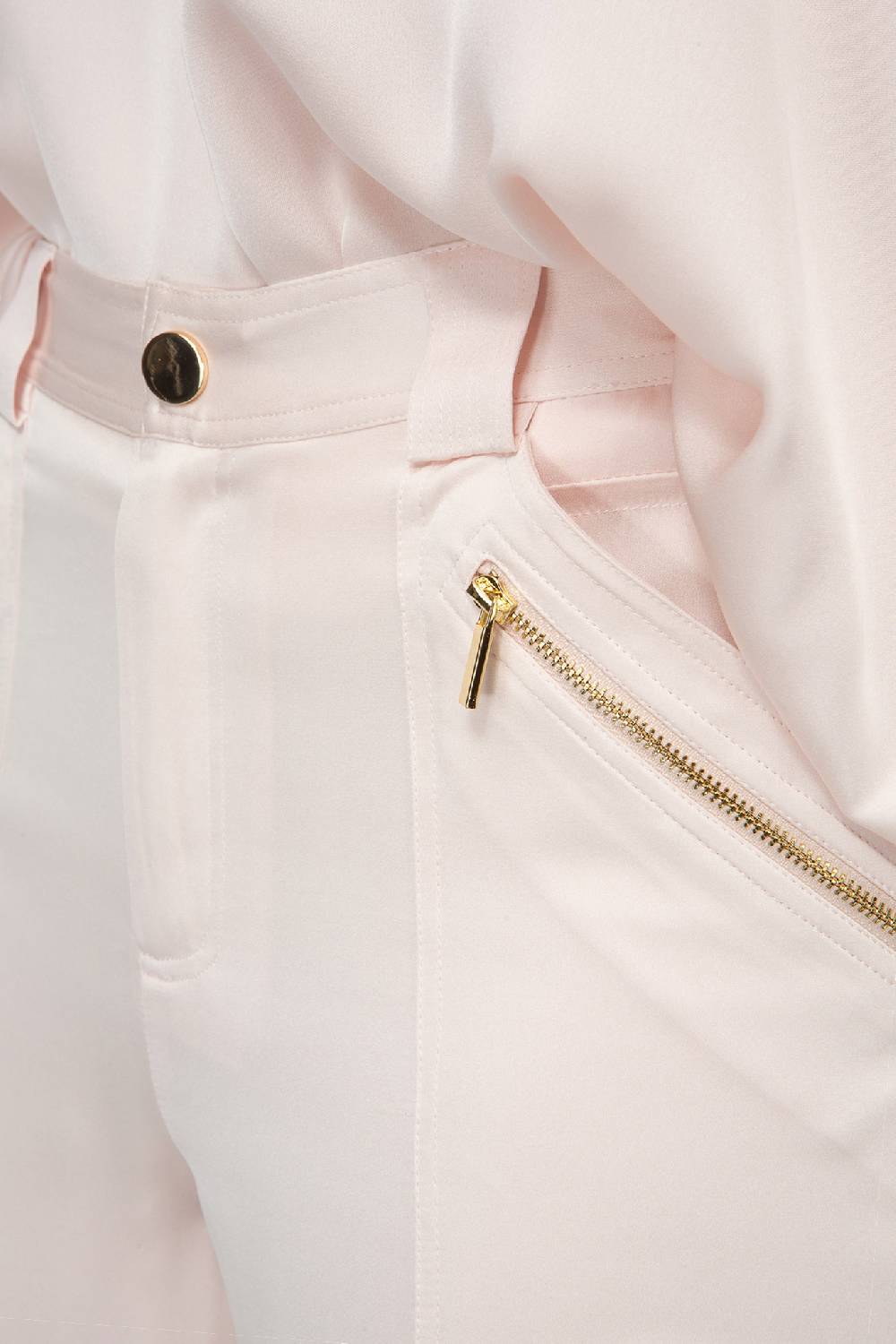 IVI GmbH SOLID SILK Seidenhose mit Cargo-Details rosé Tiefpreis