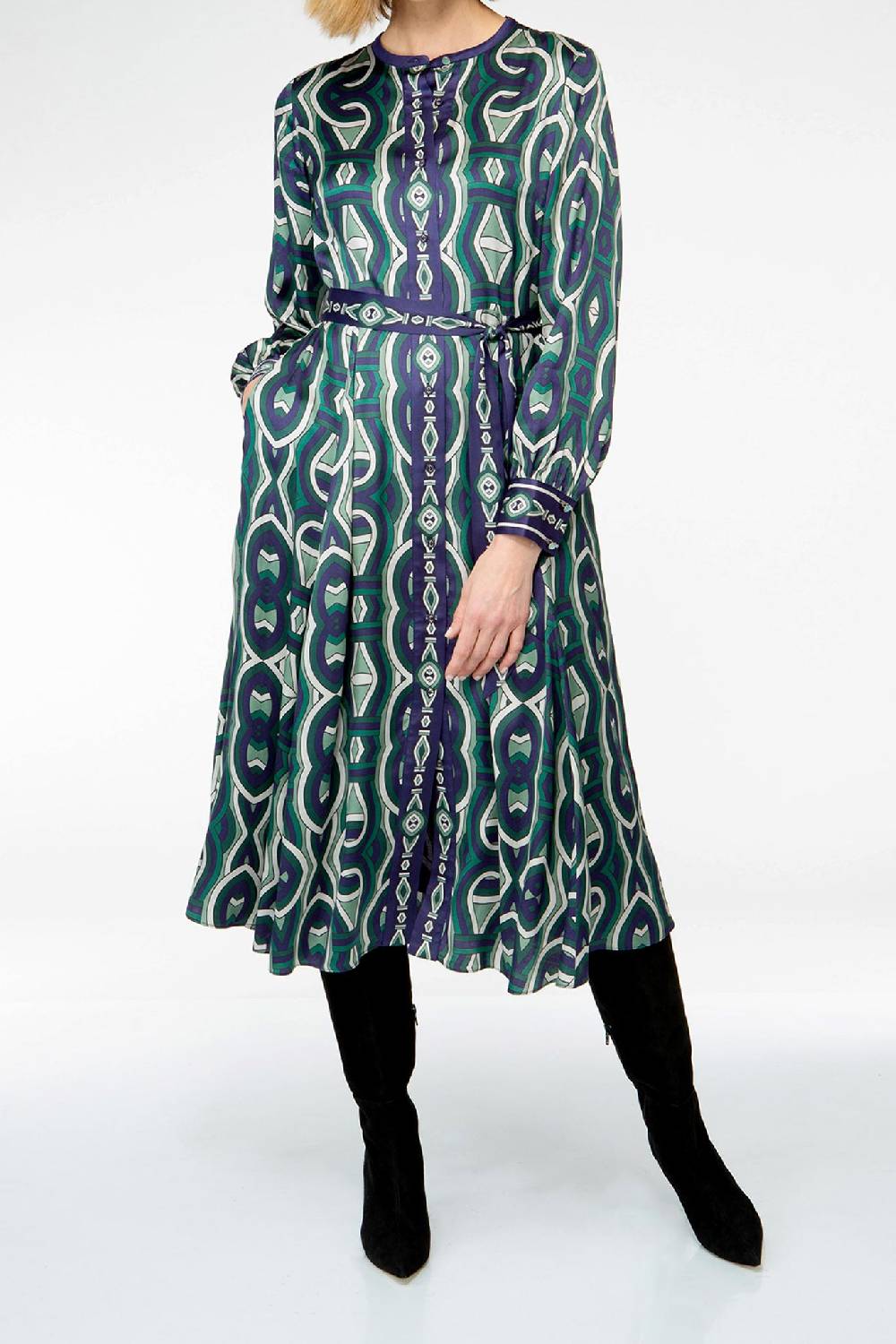 IVI GmbH GRACE Midi Kleid mit Print grün Kostenlose Rückgabe