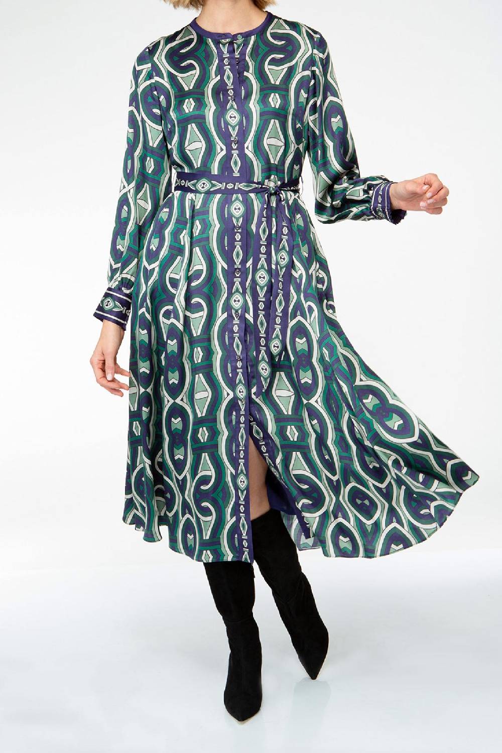 IVI GmbH GRACE Midi Kleid mit Print grün Kostenlose Rückgabe