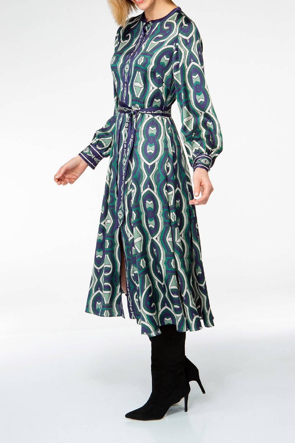 IVI GmbH GRACE Midi Kleid mit Print grün Kostenlose Rückgabe